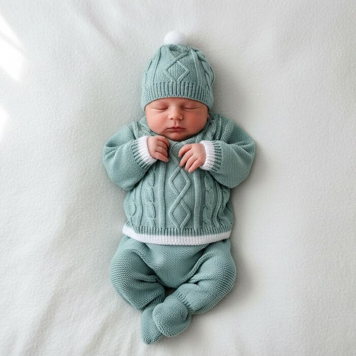 Conjunto em malha para Bebé Warm -  Verde