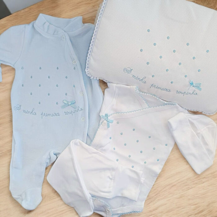 Conjunto Recém-Nascido 5 Peças Pintas - Azul
