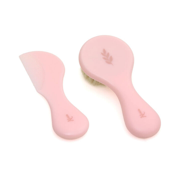 Conjunto de pente e escova com fios naturais - Rosa