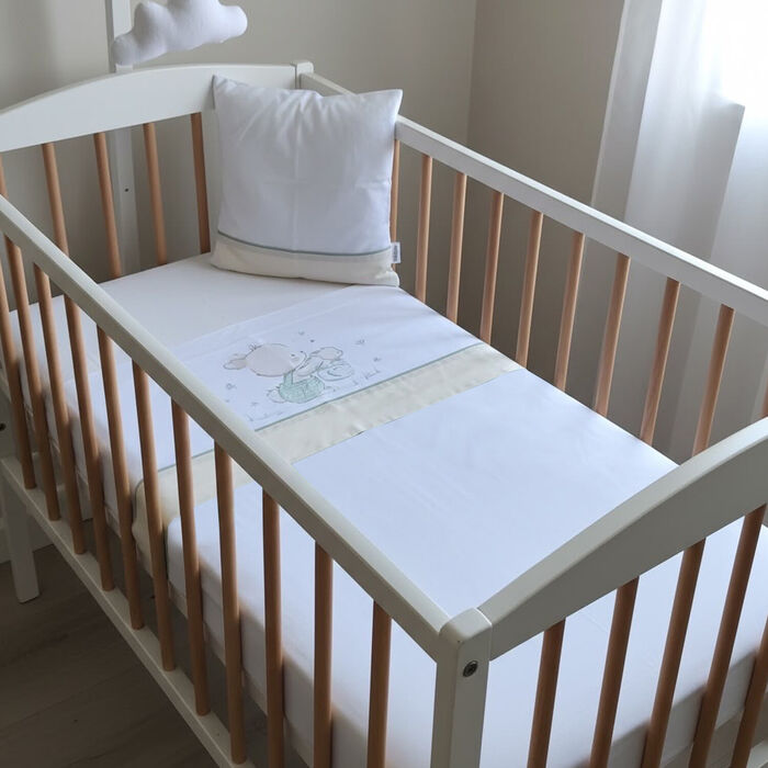 Jogo de Cama de Bebé em Flanela - Coelhinho na cesta