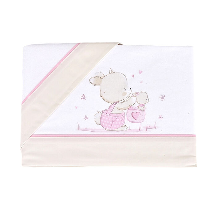 Jogo de Cama de Bebé em Flanela - Coelhinho na cesta