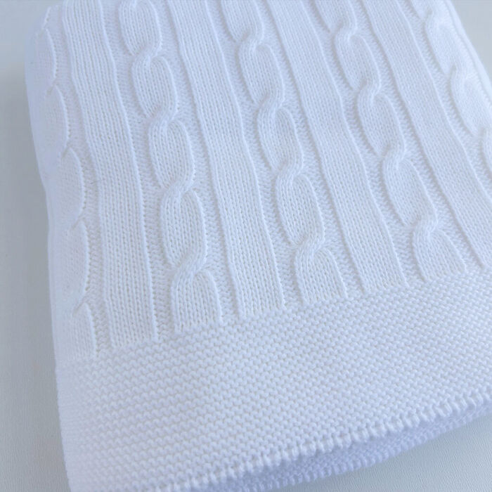 Manta de Bebé - Trança - Branco