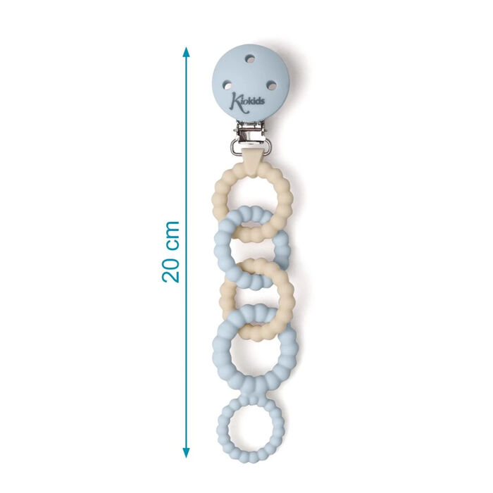 Prende Chupetas Silicone com anéis - Azul