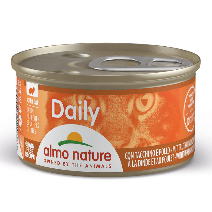 Almo Cat Daily - Pedaços Peru E Frango (Lata 85 Gr) - 24 Un.
