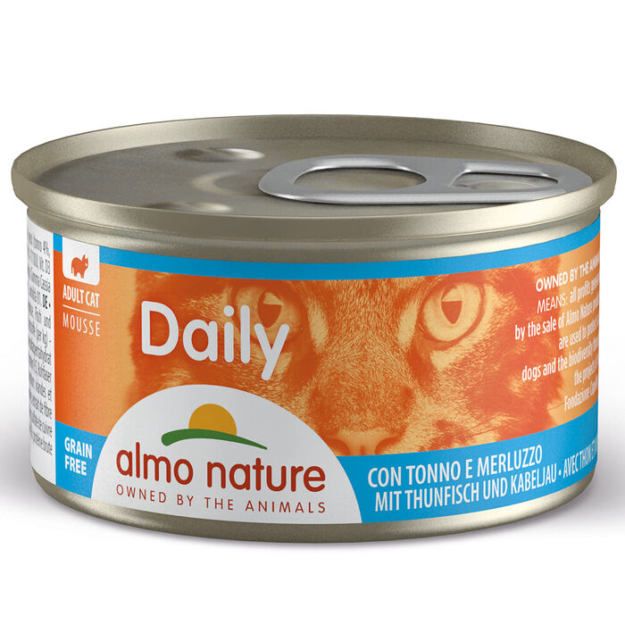 Almo Cat Daily - Mousse Atum E Bacalhau (Lata 85 Gr) - 24 Un