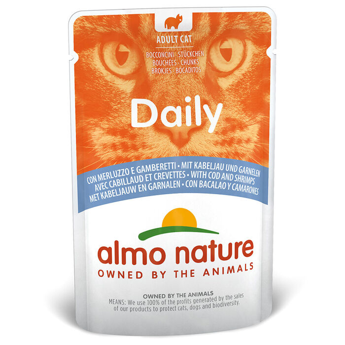 Almo Cat Daily - Bacalhau E Camarao (Saqueta 70 Gr)  -30 Un.