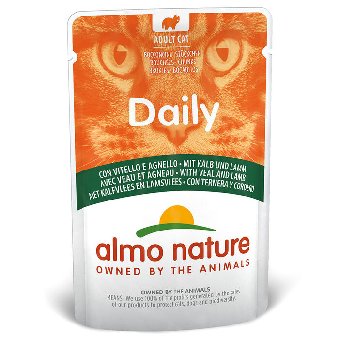 Almo Cat Daily - Vitela E Cordeiro (Saqueta 70 Gr) - 30 Un.