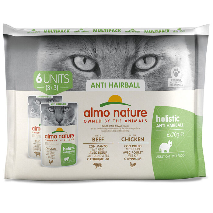 Almo Cat Funct. Multi Pack- Anti-Hairball(6 Saquetas 70Gr)