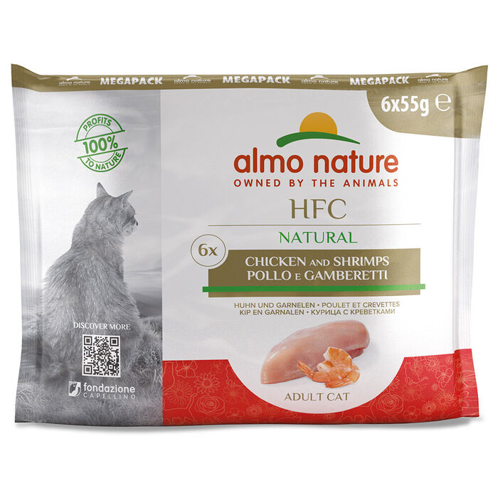 Hfc Cat Natural-Mega Pack-Frango E Camarao(6 Saquetas 55Gr