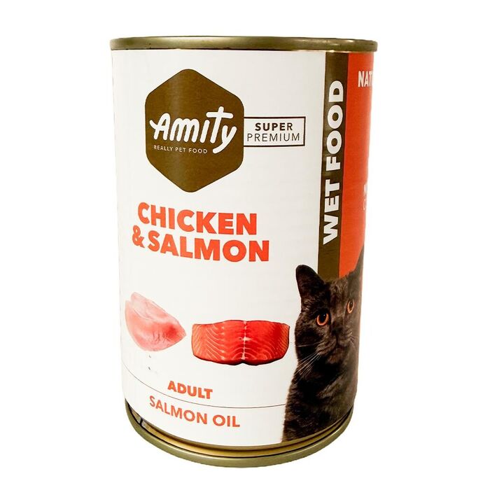 Amity S.P. Cat "Frango E Salmao" 400 Gr (24 Unid.)