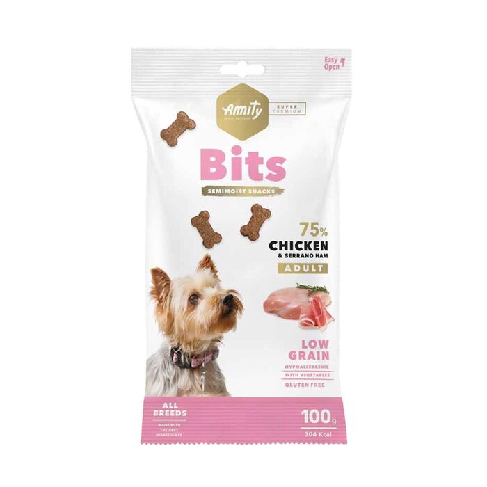 Amity Super Premium Bits Chicken & Serrano Ham 100Gr (12 Un)