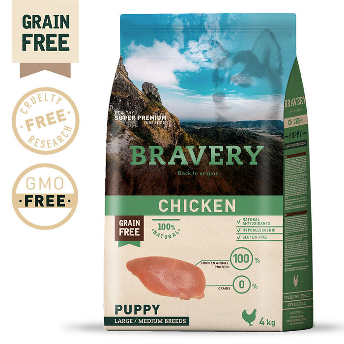 Bravery Chicken Puppy Large/Medium 4 Kg