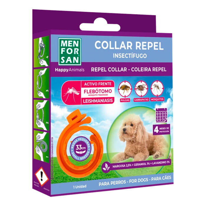 Mfs - Coleira Repelente De Parasitas Pequena P/ Caes 33 Cm