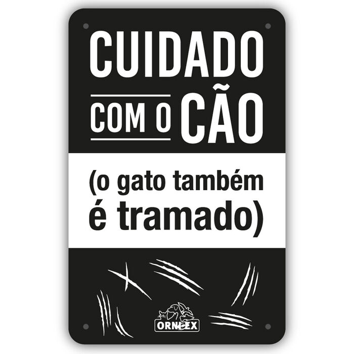 Placa Pvc Cuidado C/ O Cao & Gato Tramado