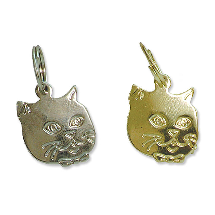 Identific. Chapa Cromada/Dourada P/ Gatos (Emb. C/ 4)