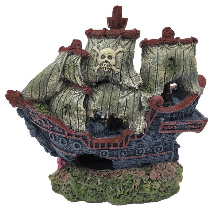 Decoraçao P/ Aquario (Caravela Pirata Peq.) 15 Cm