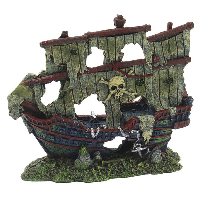 Decoraçao P/ Aquario (Caravela Pirata Med.) 20 Cm