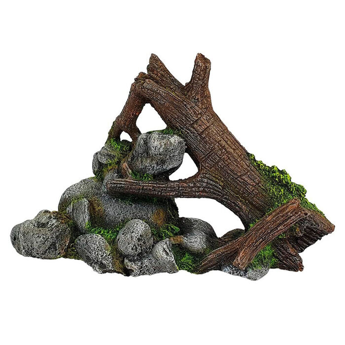 Decoraçao Aquario - Tronco E Pedras 23X9X15 Cm