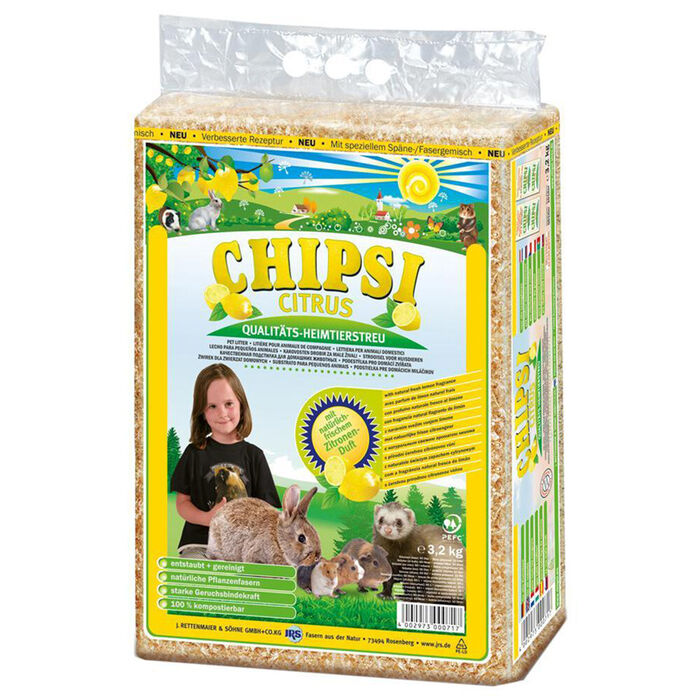 Aparas De Pinho Chipsi Citrus (Aroma Limao) 3,2 Kg (60 Lt)