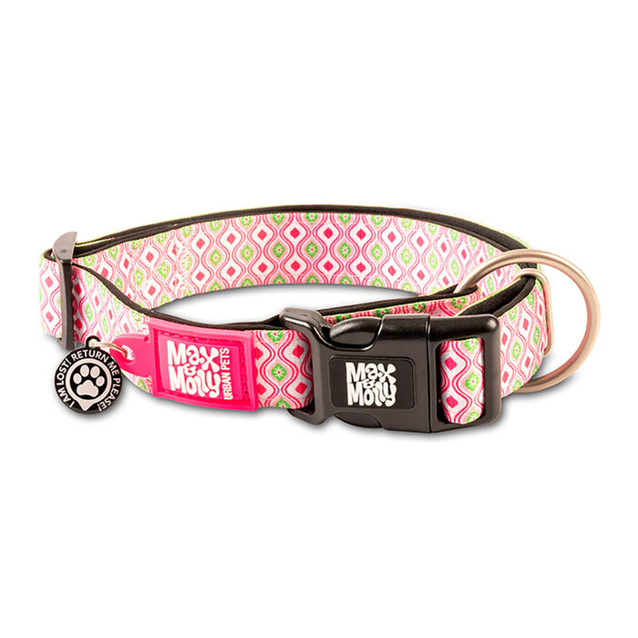 Max & Molly - Coleira C/ Id Tag Retro Pink (Tam. M)