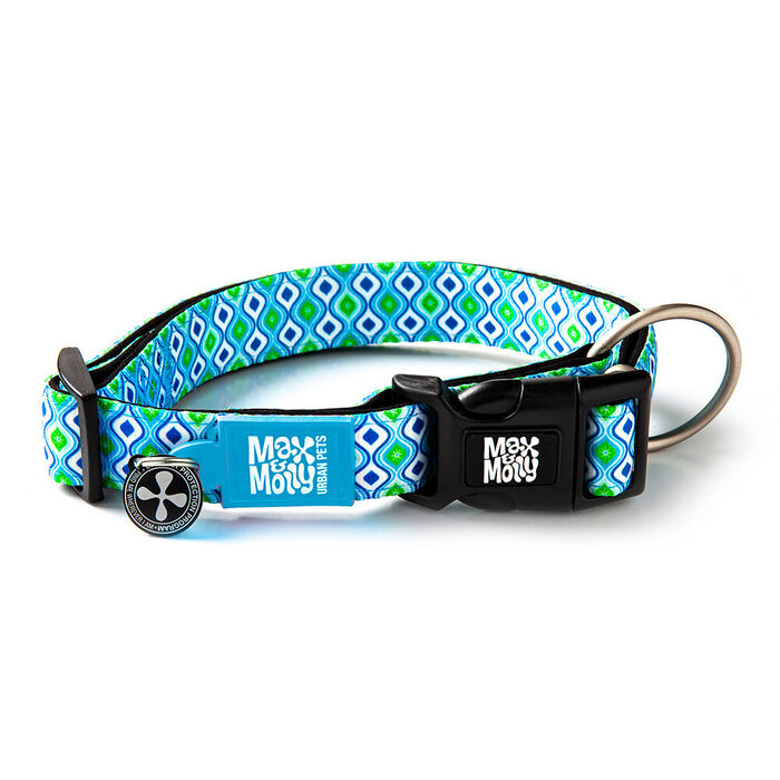 Max & Molly - Coleira C/ Id Tag Retro Blue (Tam. L)