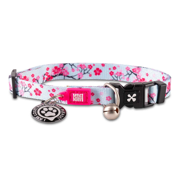 Max & Molly - Coleira C/ Id Tag Cherry Bloom P/ Gato