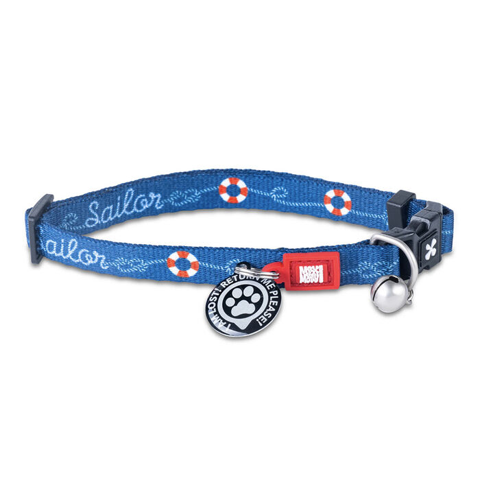 Max & Molly - Coleira C/ Id Tag Sailor P/ Gato