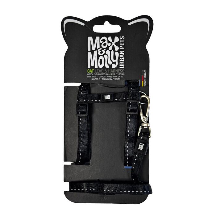 Max & Molly - Conj. Peitoral+Trela Matrix 2.0 Black P/Gato
