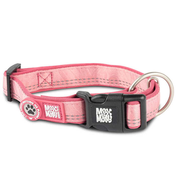 Max & Molly - Coleira C/ Id Tag Matrix 2.0 Rose (Tam. L)
