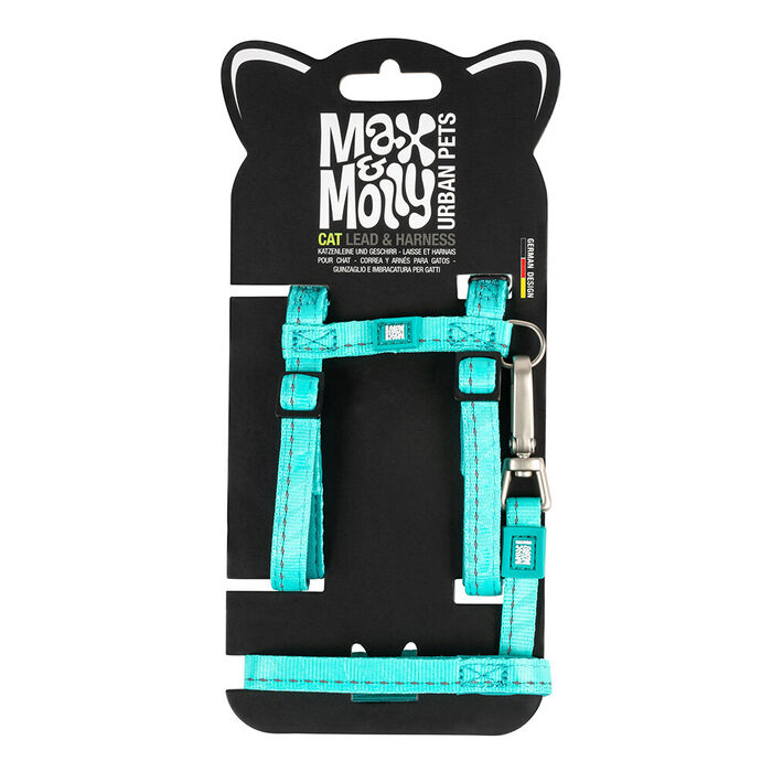 Max & Molly -Conj. Peit.+Trela Matrix 2.0 Turquoise P/Gato
