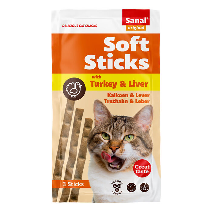 Sanal Cat - Soft Sticks Turkey & Liver 15Gr/3 Sticks (35 Un)