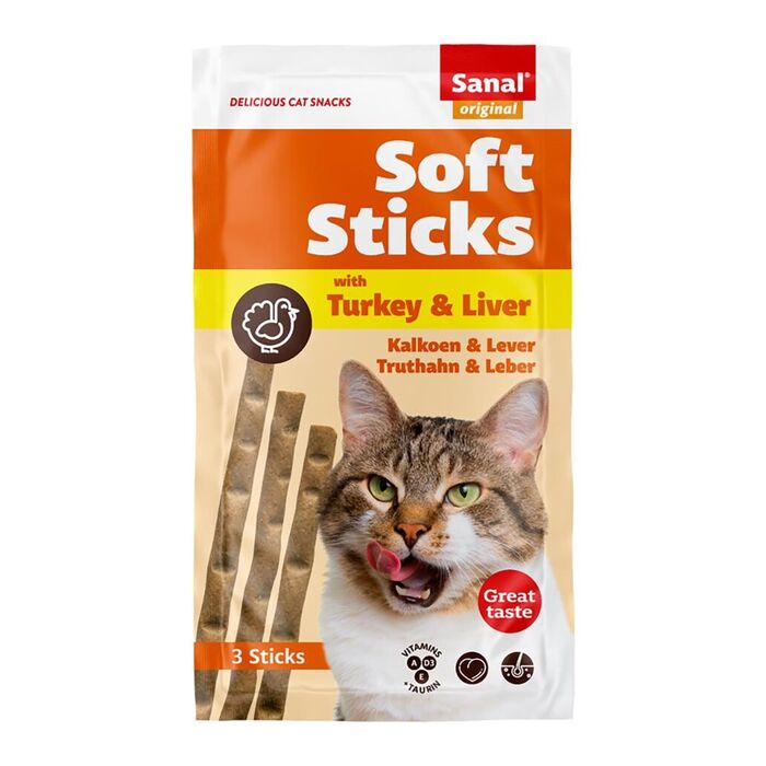 Sanal Cat - Soft Sticks Turkey & Liver 15Gr/3 Sticks (Unid.)