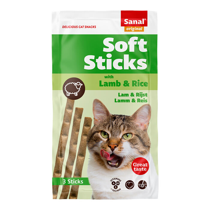 Sanal Cat - Soft Sticks Lamb & Rice 15 Gr/3 Sticks (35 Un)