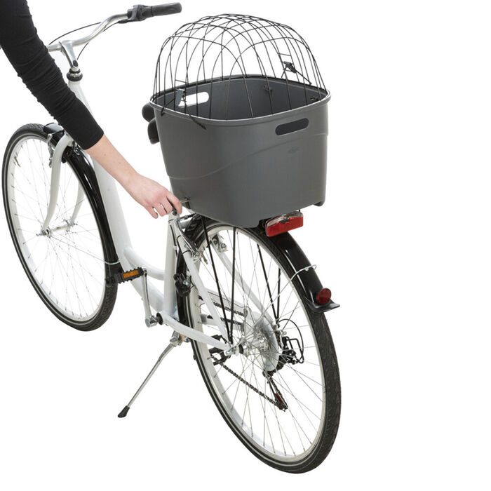 Cesto Plastico C/ Tampa Arame P/ Bicicleta 36X47X46Cm(Cinza)