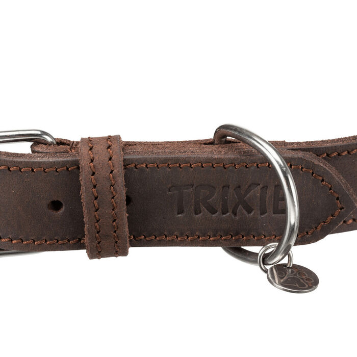 Coleira “Rustic” Em Couro 27-34 Cm / 18Mm (Castanho Escuro)