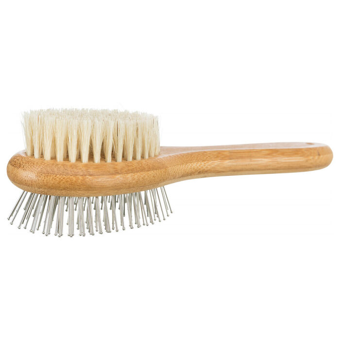 Escova Dupla Face Em Madeira Bambu 5X19 Cm
