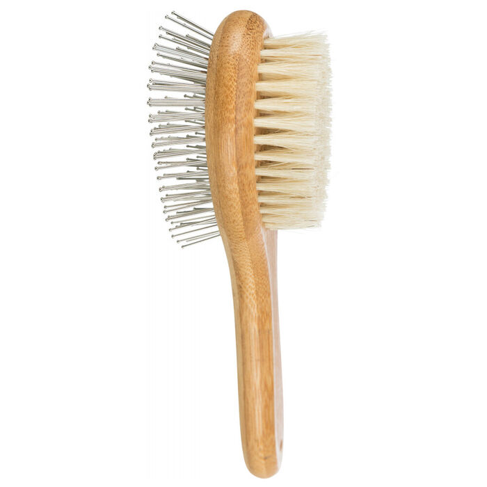 Escova Dupla Face Em Madeira Bambu 5X19 Cm