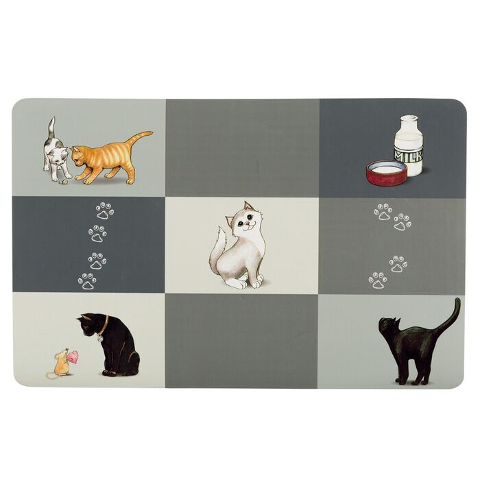 Tapete Patchwork P/ Gamela De Gatos 44X28 Cm (Cinzento)