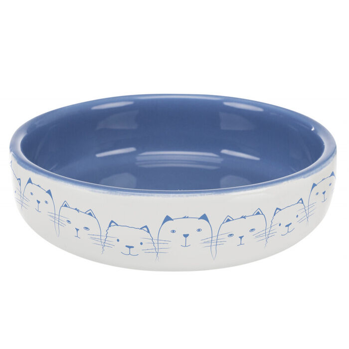 Gamela Ceramica P/ Raças Focinho Curto Ø15 Cm (Azul/Branco)