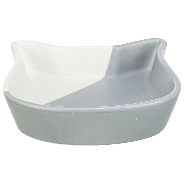 Gamela “Cabeça Gato” Em Ceramica 0,2Lt/Ø13 Cm (Cinza/Branco)