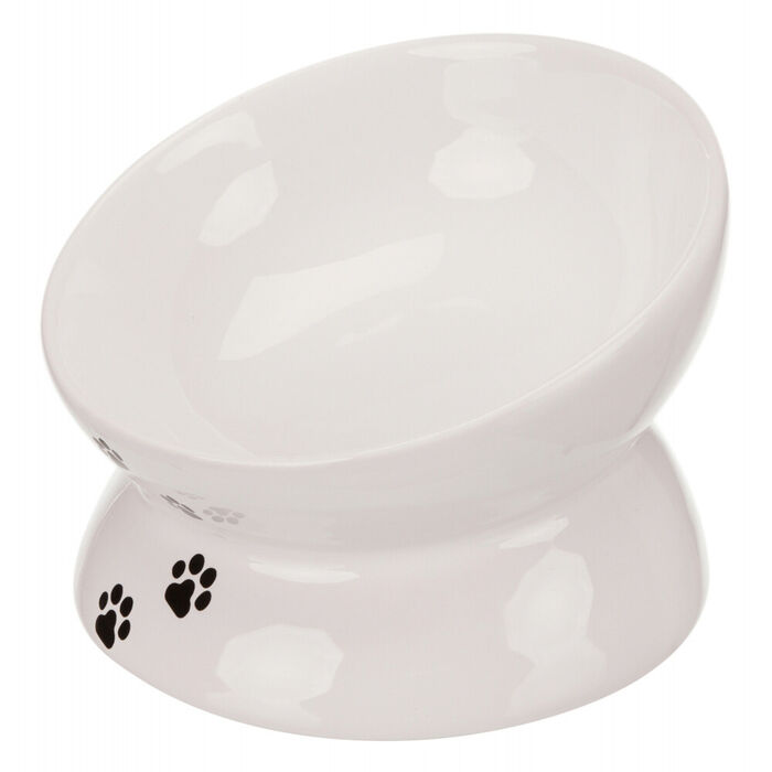 Gamela Elevada Em Ceramica P/Gatos 0,15 Lt/Ø 13 Cm (Branco)