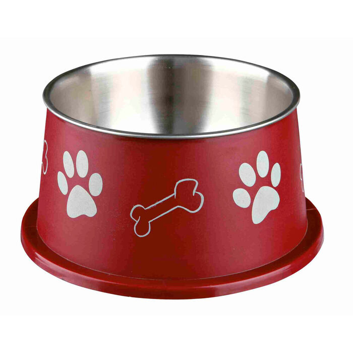 Gamela Inox/Plastico P/ Caes Orelhas Grandes 0,9 Lt/Ø 19 Cm