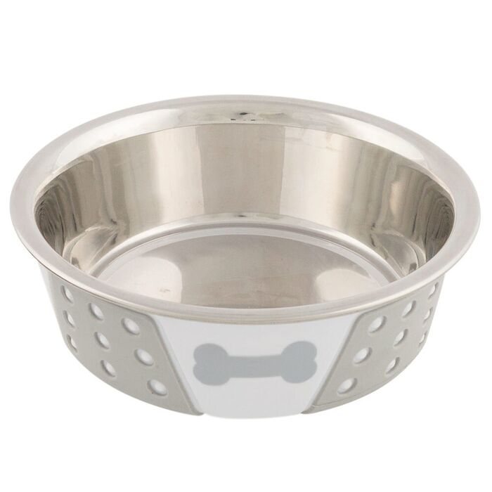 Gamela Inox Com Silicone 0,4 Lt / Ø 14 Cm (Branco/Cinza)
