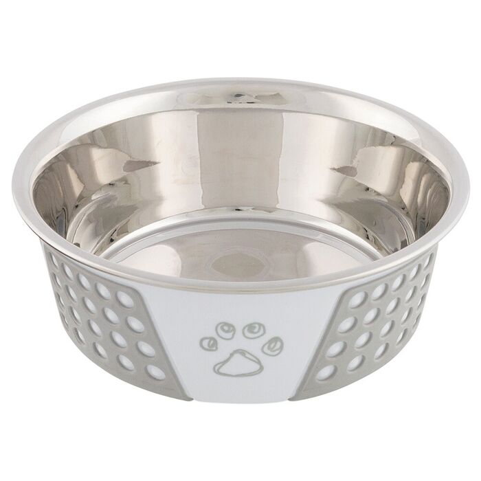 Gamela Inox Com Silicone 1,4 Lt / Ø 21 Cm (Branco/Cinza)