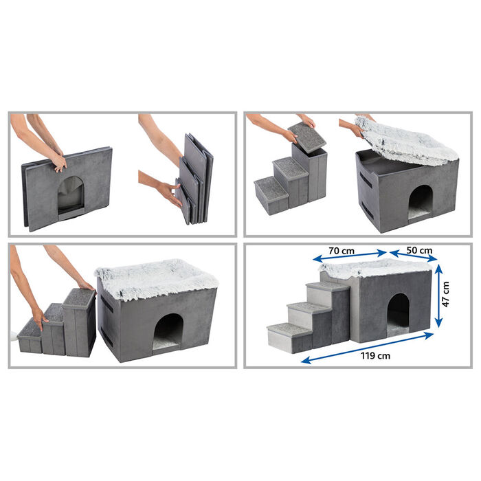 Gruta Harvey C/ Escadas 119X47X50 Cm (Cinza/Branco-Preto)
