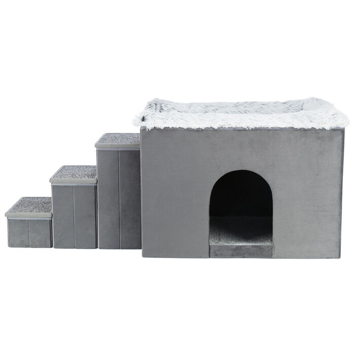 Gruta Harvey C/ Escadas 119X47X50 Cm (Cinza/Branco-Preto)