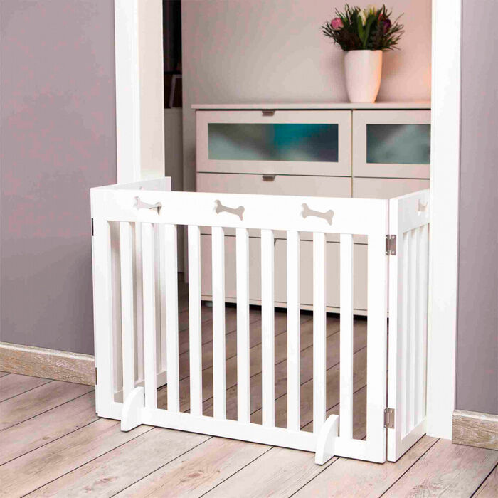 Barreira C/ 3 Elementos P/ Caes (Lacado Branco) 82-124X61 Cm