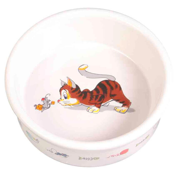 Gamela Em Ceramica C/ Motivos P/ Gato 200 Ml/12 Cm