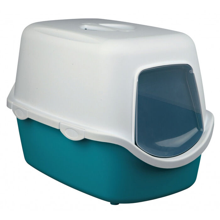 Toilete Vico C/ Porta P/ Gatos (Turquesa/Creme)