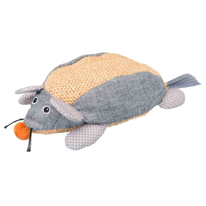 Rato Em Sisal/Tecido 30 Cm (Natural/Cinza)